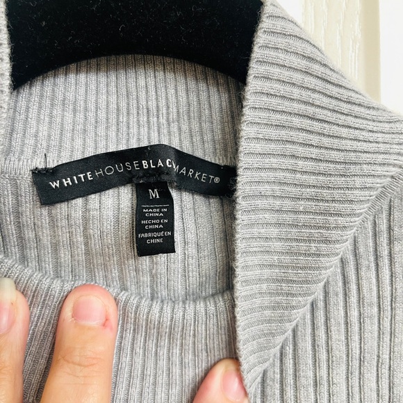 White House Black Market Gray Ribbed Sweater Tank Top Size M - Picture 7 of 9